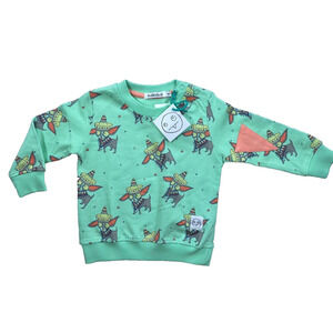 Indikidual Baby 0/6 Month Green Chihuahua Sombrero Graphic Sweatshirt Top New